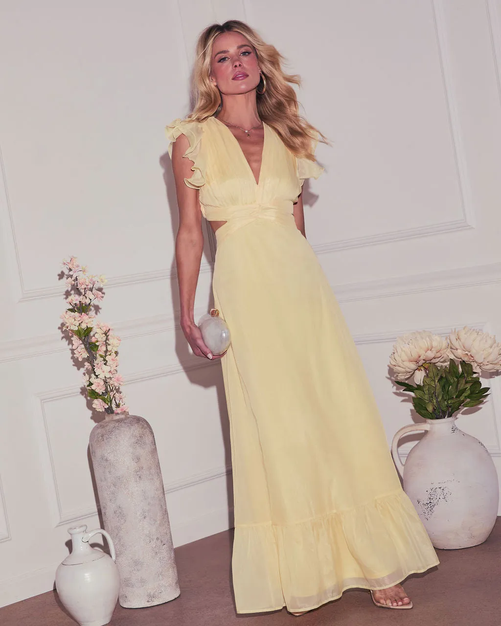 Sunsational Cut Out Chiffon Maxi Dress sold by Vici product image thumbnail 5