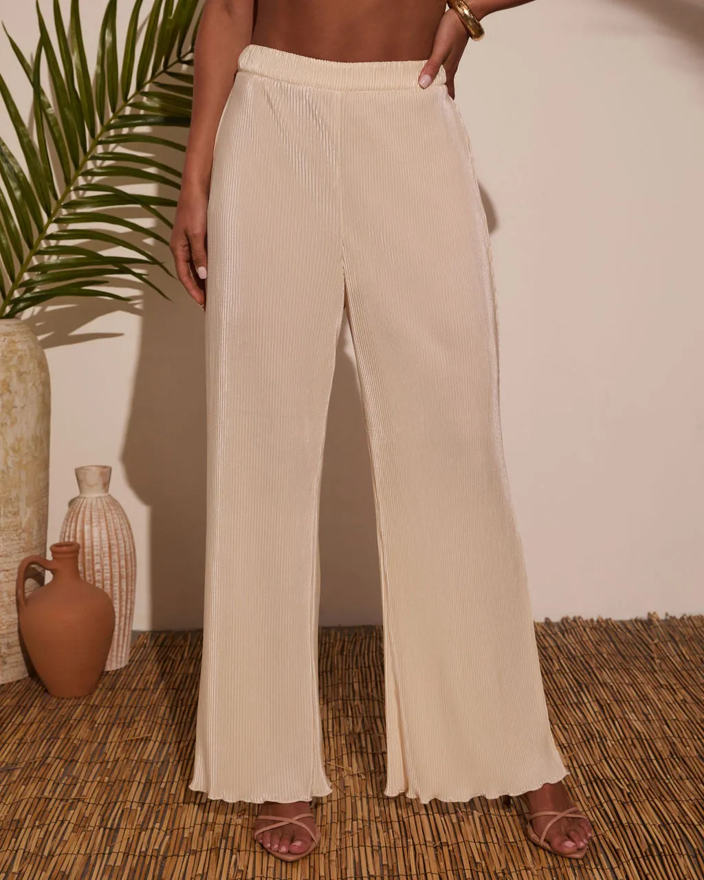 Vintage Summer Wide Leg Plisse Pants sold by Vici
