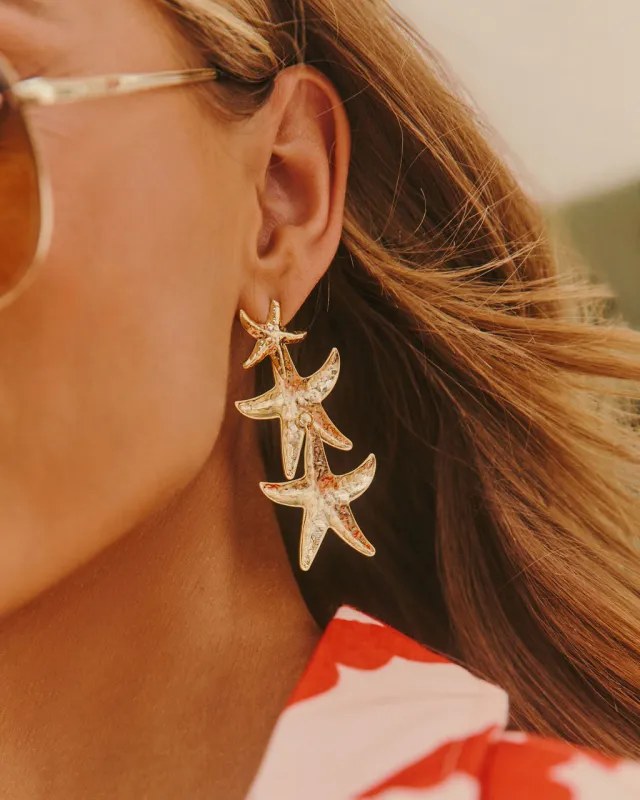 Sandbar Tiered Starfish Earrings sold by Vici