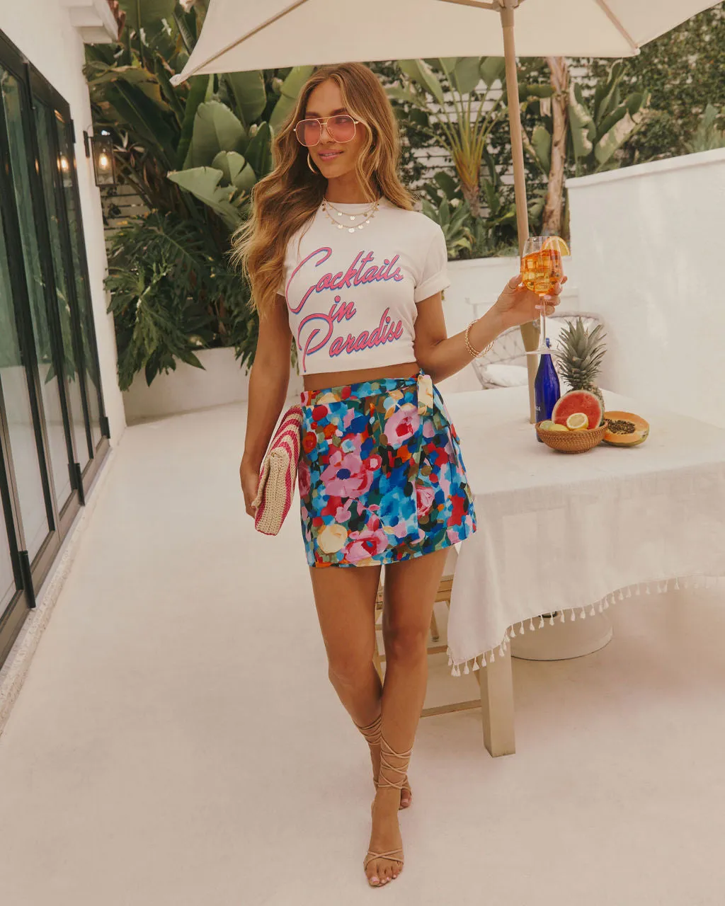 Cocktails In Paradise Short Sleeve Graphic Tee sold by Vici product image thumbnail 5