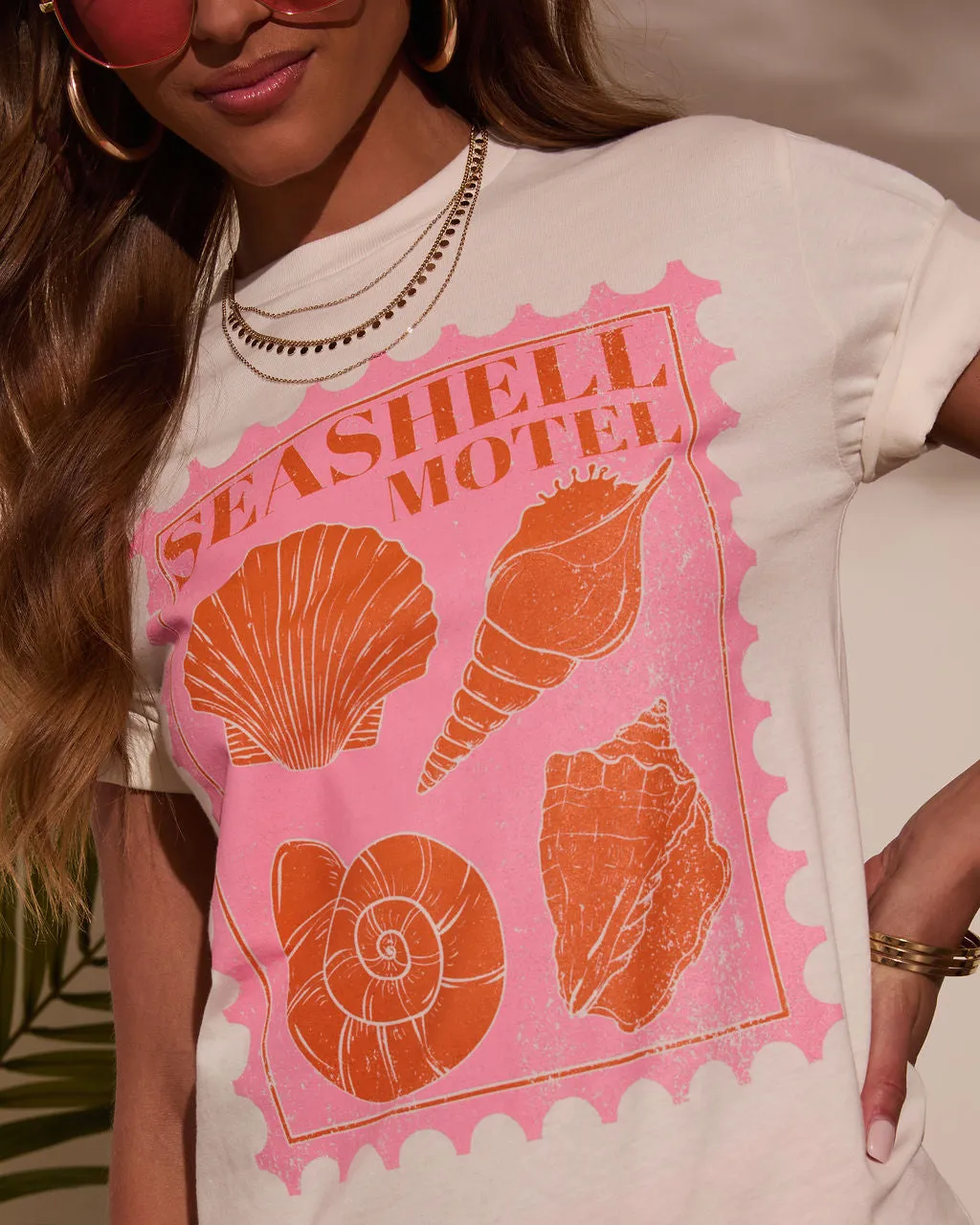Seashell Motel Short Sleeve Graphic Tee sold by Vici product image thumbnail 5