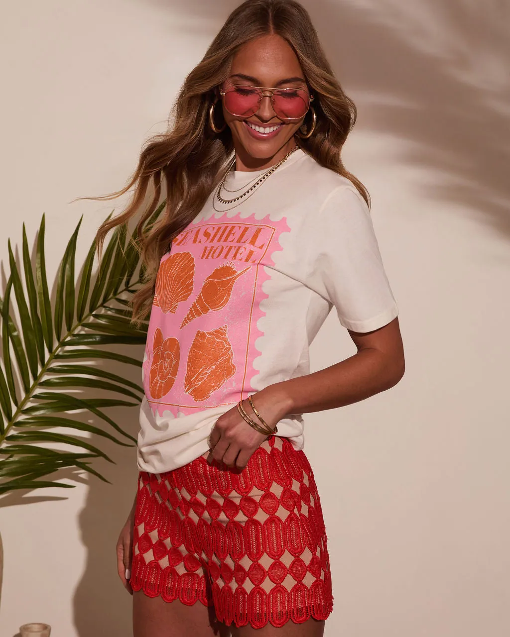 Seashell Motel Short Sleeve Graphic Tee sold by Vici product image thumbnail 3