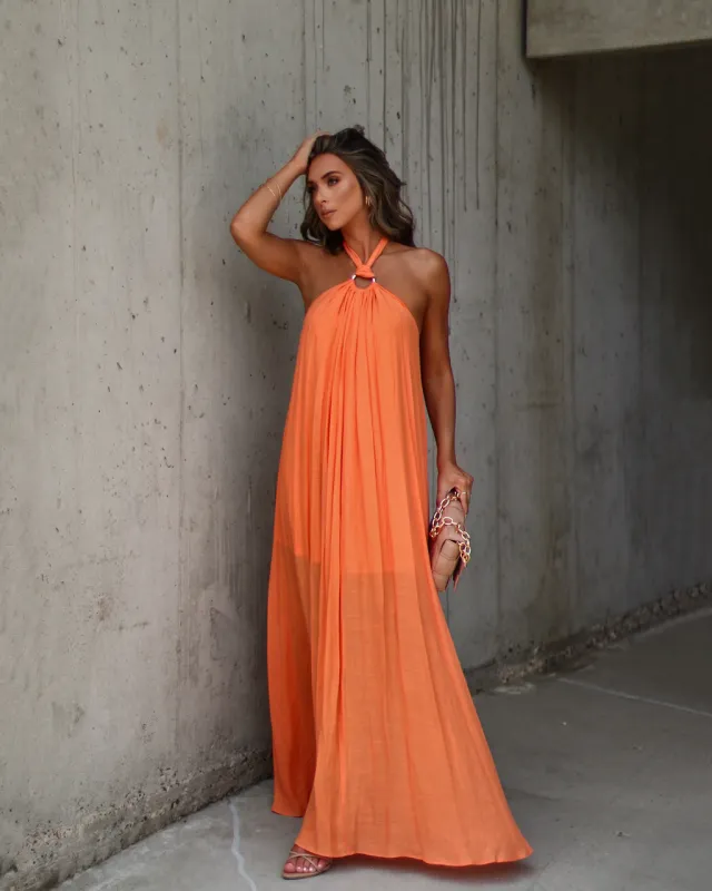 Nolah Pleated Halter Maxi Dress sold by Vici