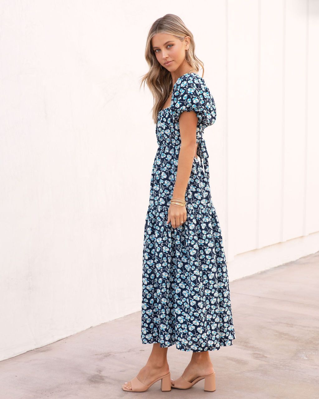Picking Petals Floral Puff Sleeve Midi Dress - Navy - FINAL SALE sold by Vici product image thumbnail 7