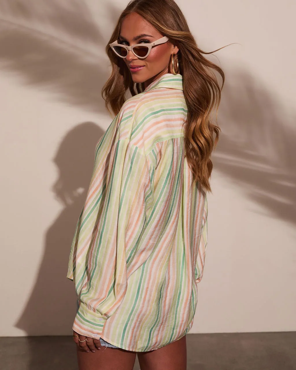 Suddenly Fine Striped Button Down Top sold by Vici product image thumbnail 4