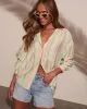 Suddenly Fine Striped Button Down Top sold by Vici