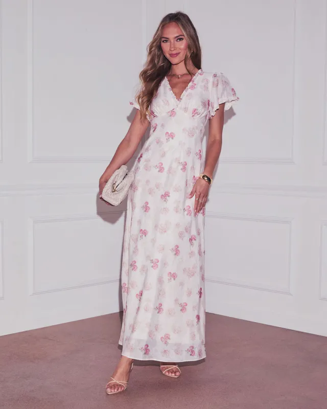 Lorrie Floral Jacquard Maxi Dress sold by Vici