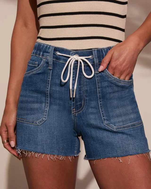 Carmela Drawstring Denim Shorts sold by Vici