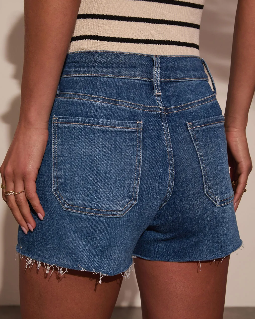 Carmela Drawstring Denim Shorts sold by Vici product image thumbnail 4