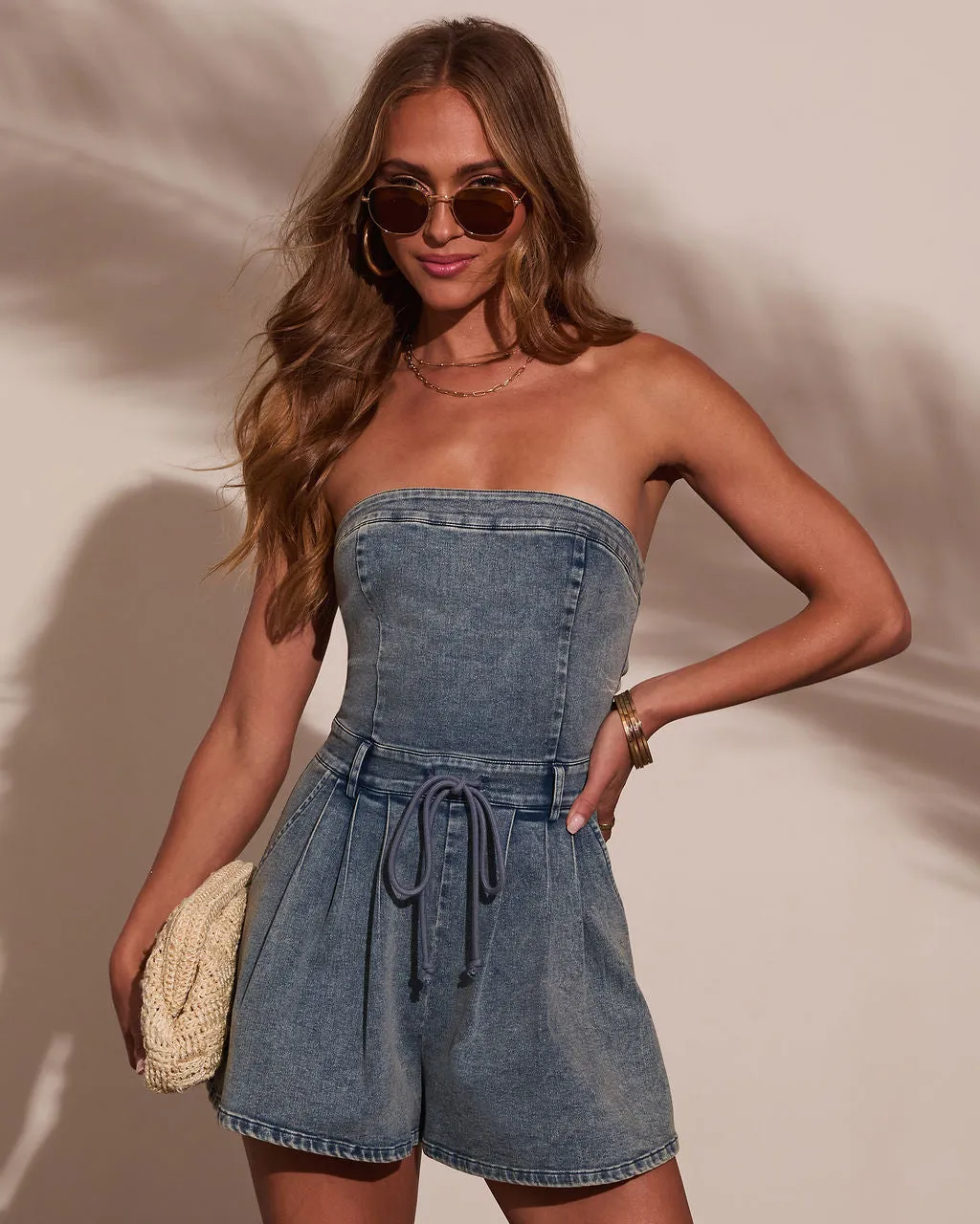 Omara Strapless Denim Romper sold by Vici product image thumbnail 2