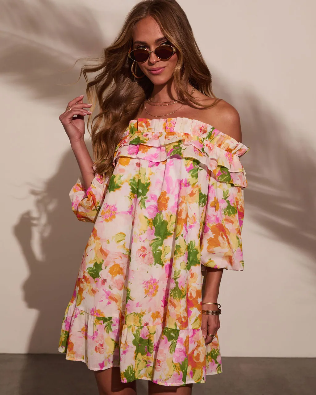 Carefree Dreamer Off The Shoulder Mini Dress sold by Vici product image thumbnail 5