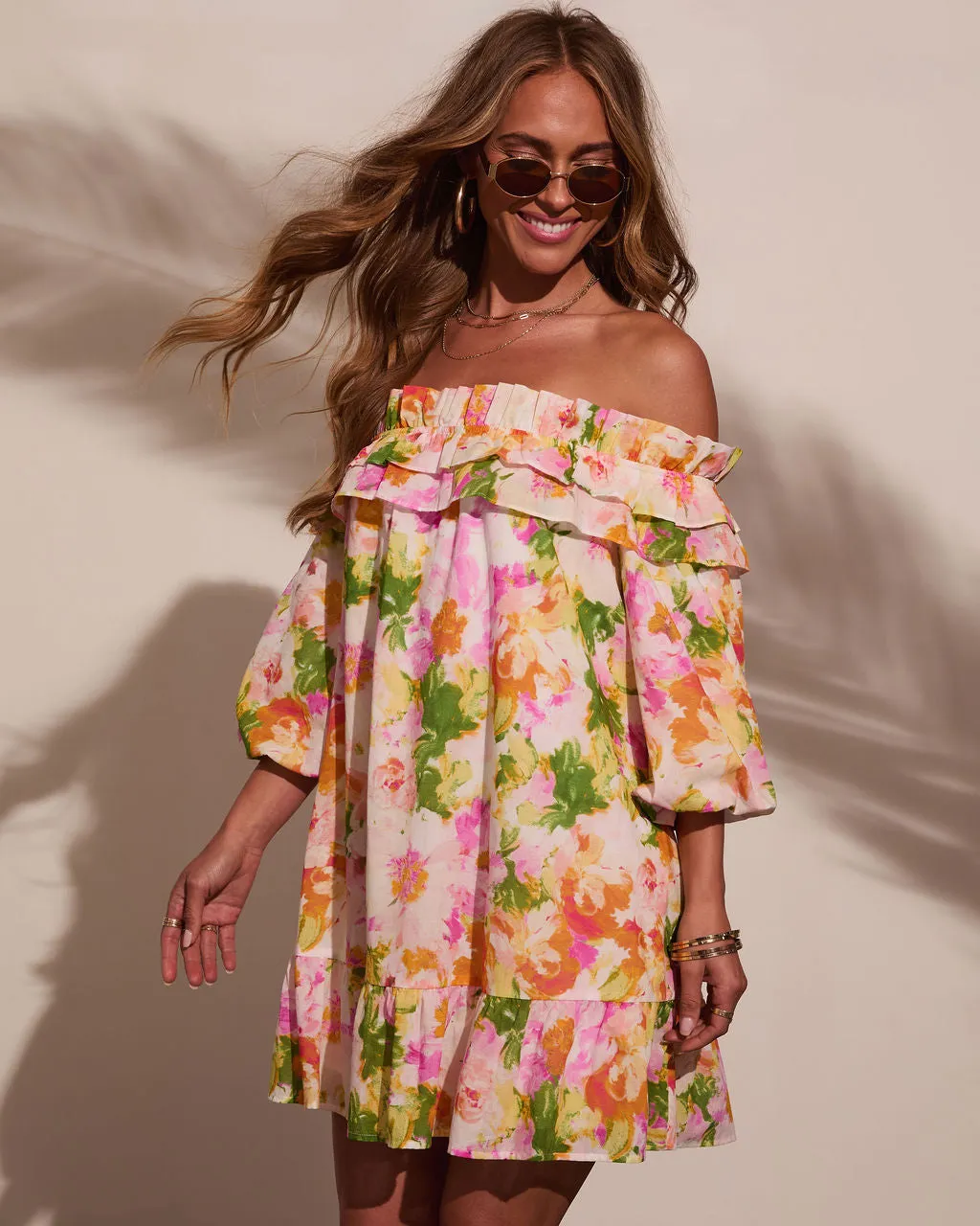 Carefree Dreamer Off The Shoulder Mini Dress sold by Vici product image thumbnail 3