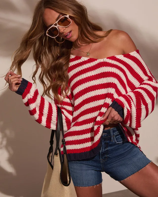 Lighthouse Poet Striped Oversized Sweater sold by Vici