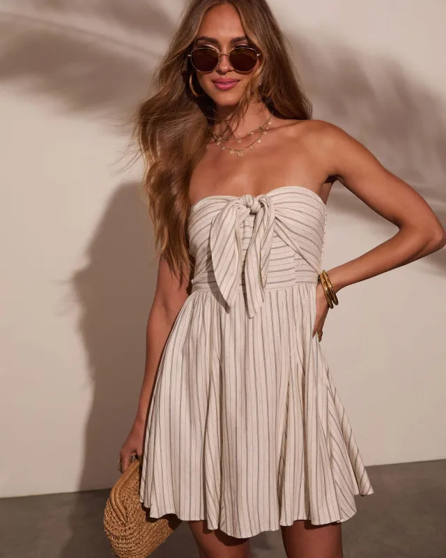 Caraline Strapless Front Tie Mini Dress sold by Vici