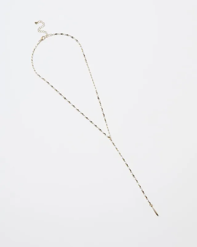Nekoda Beaded Lariat Necklace - Gold/White - LAST CHANCE sold by Vici