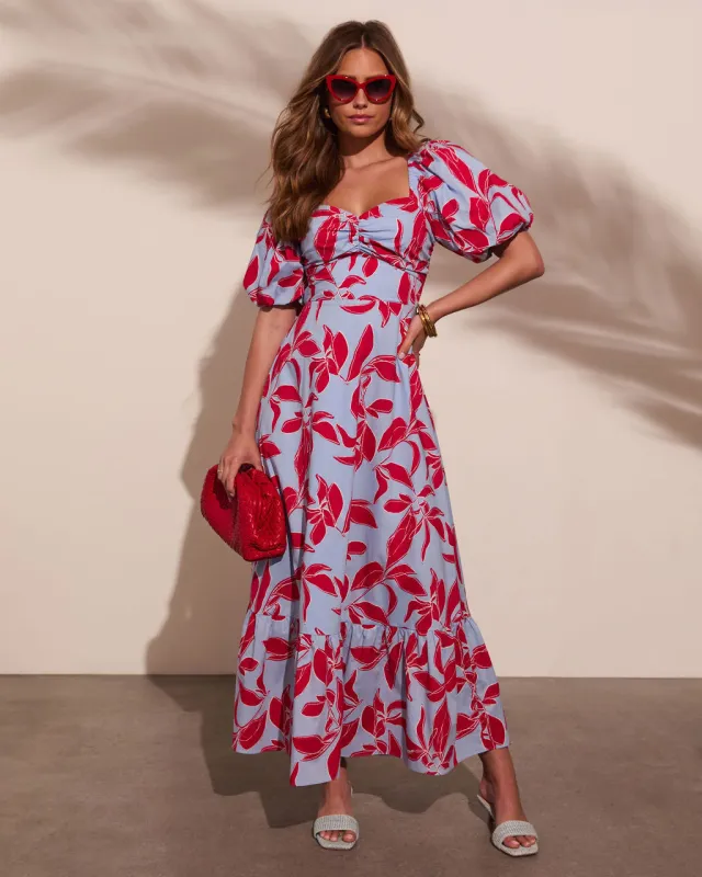 Elisson Floral Puff Sleeve Maxi Dress sold by Vici