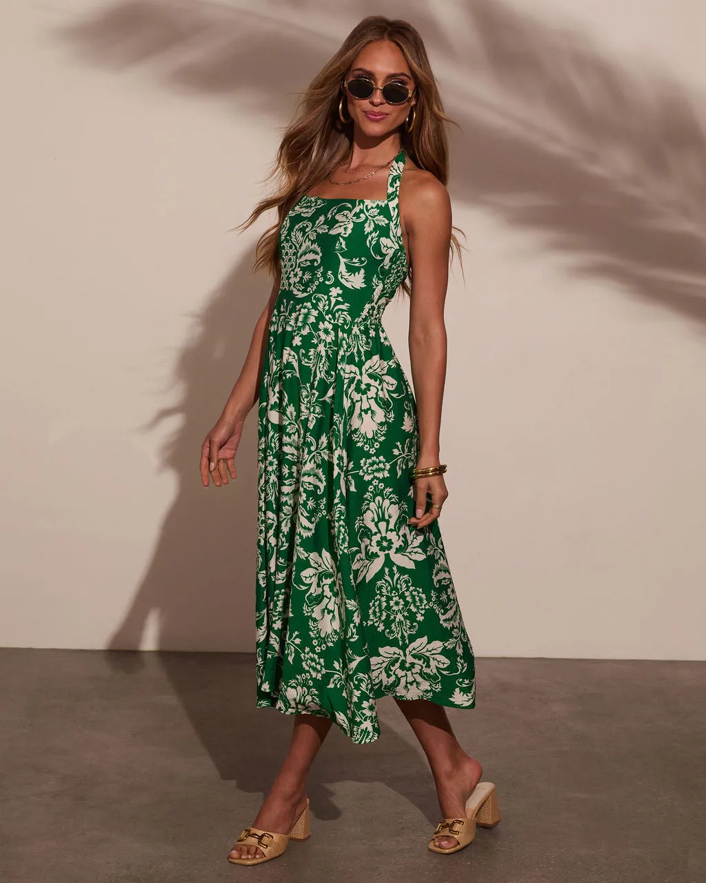 Kaydin Tropical Halter Neck Midi Dress sold by Vici product image thumbnail 3