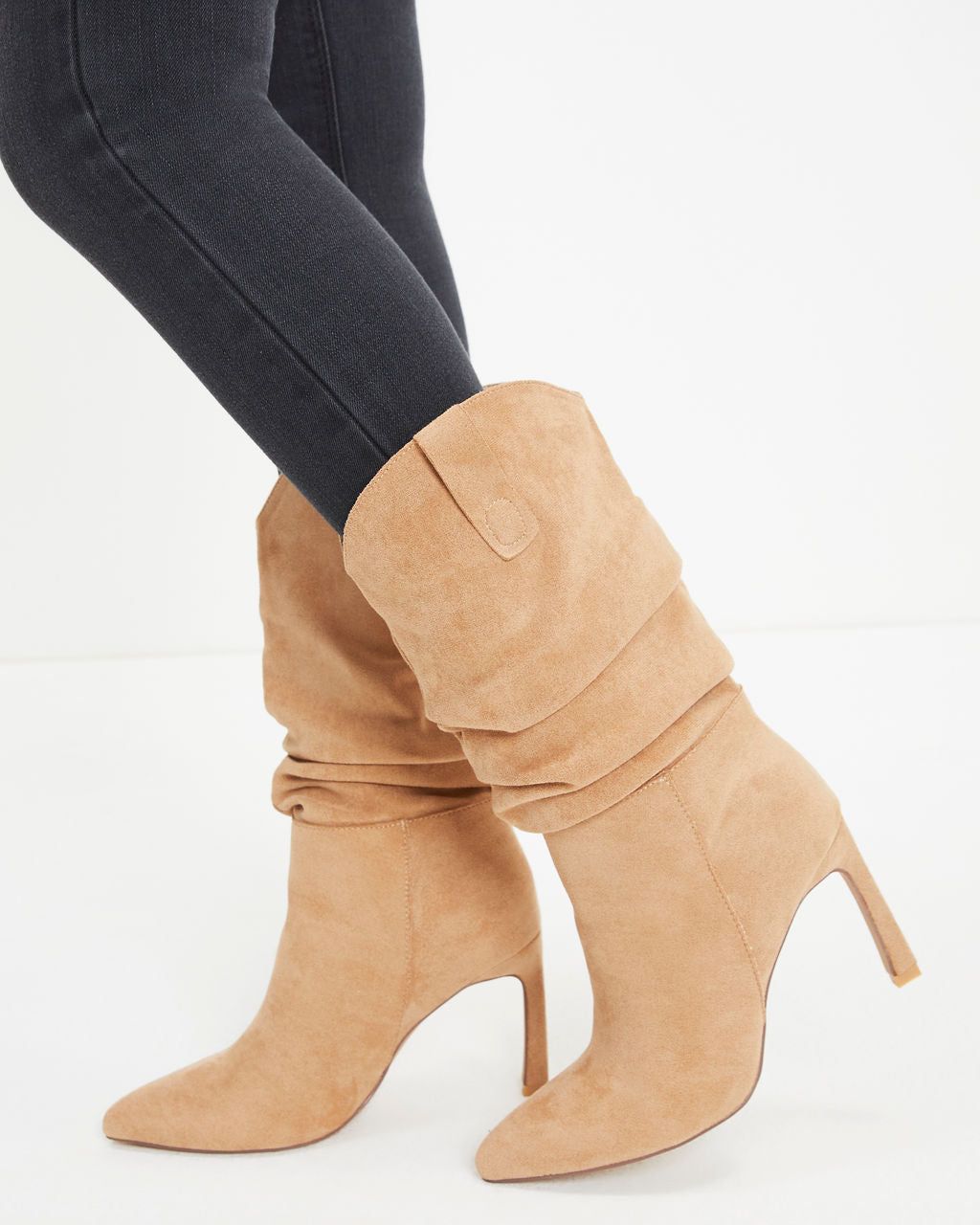 Goldie Faux Suede Heeled Slouch Boot sold by Vici product image thumbnail 2