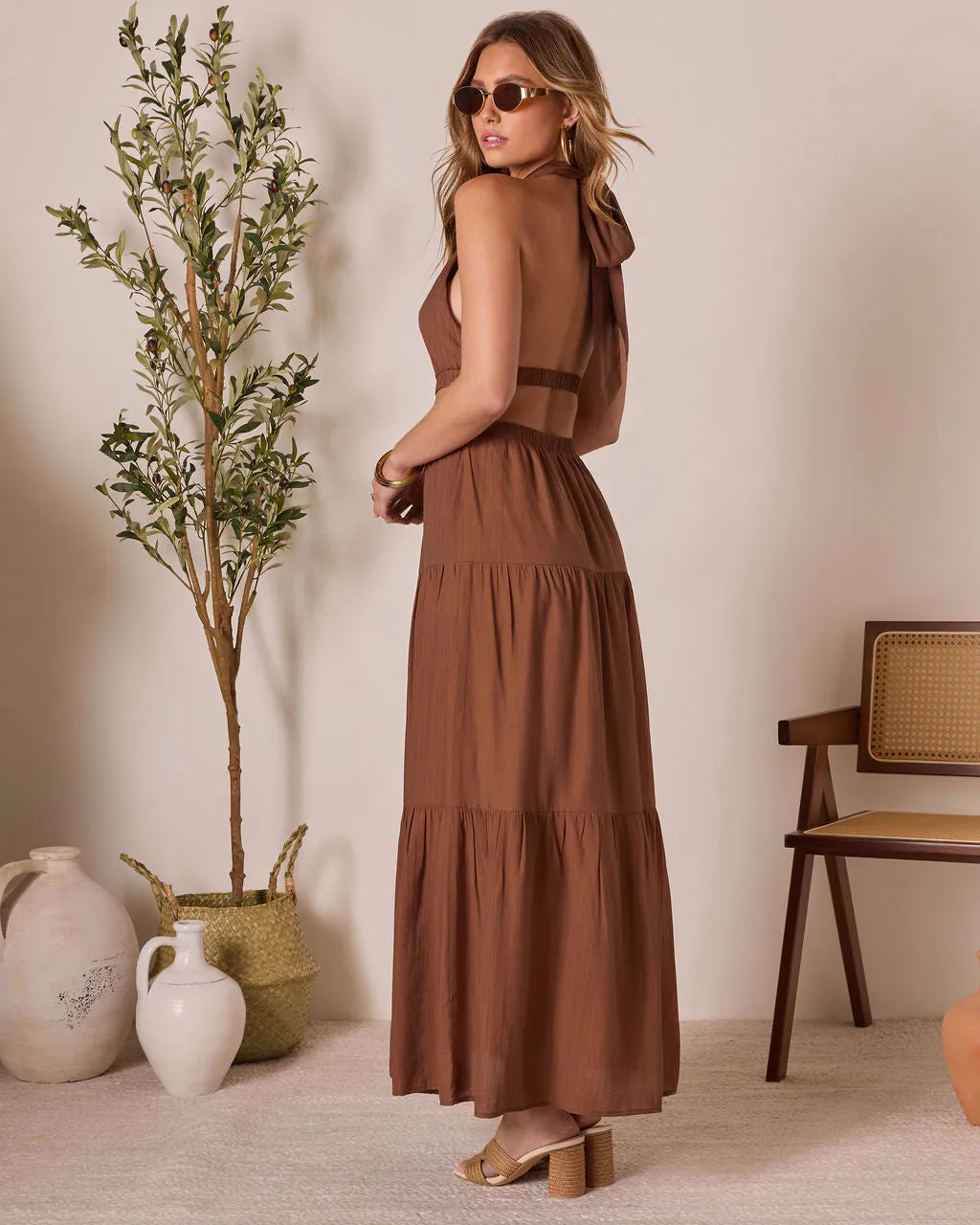 Roma Glow Halter Cut Out Maxi Dress sold by Vici product image thumbnail 4