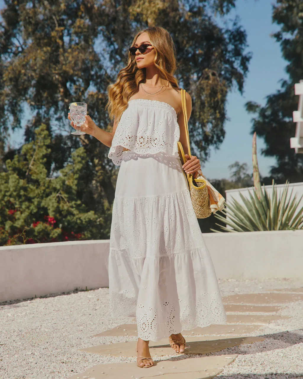 Santorini Breeze Strapless Eyelet Crop Top sold by Vici product image thumbnail 2