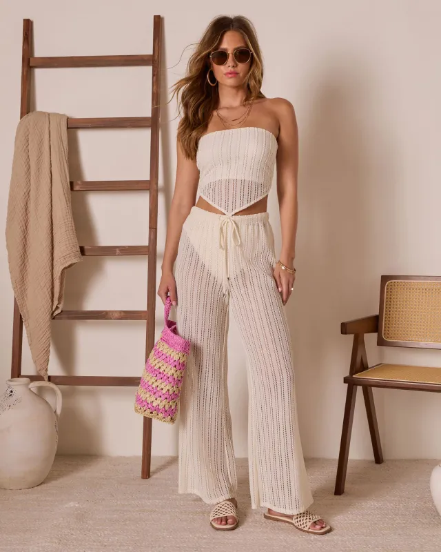 Gelato Please Open Knit Strapless Top sold by Vici