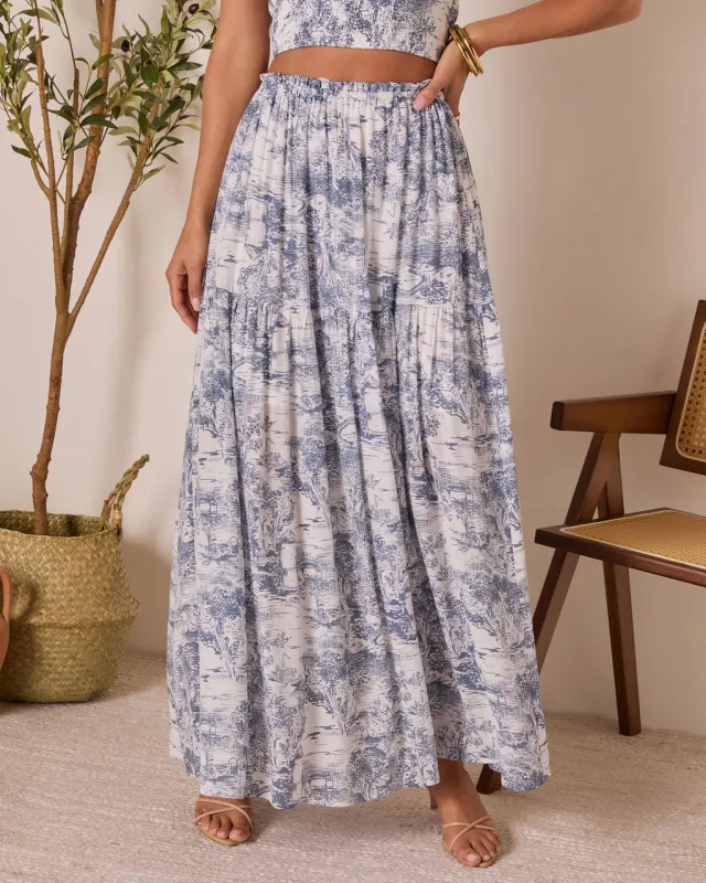 Cedar Skies Printed Maxi Skirt made by Vici