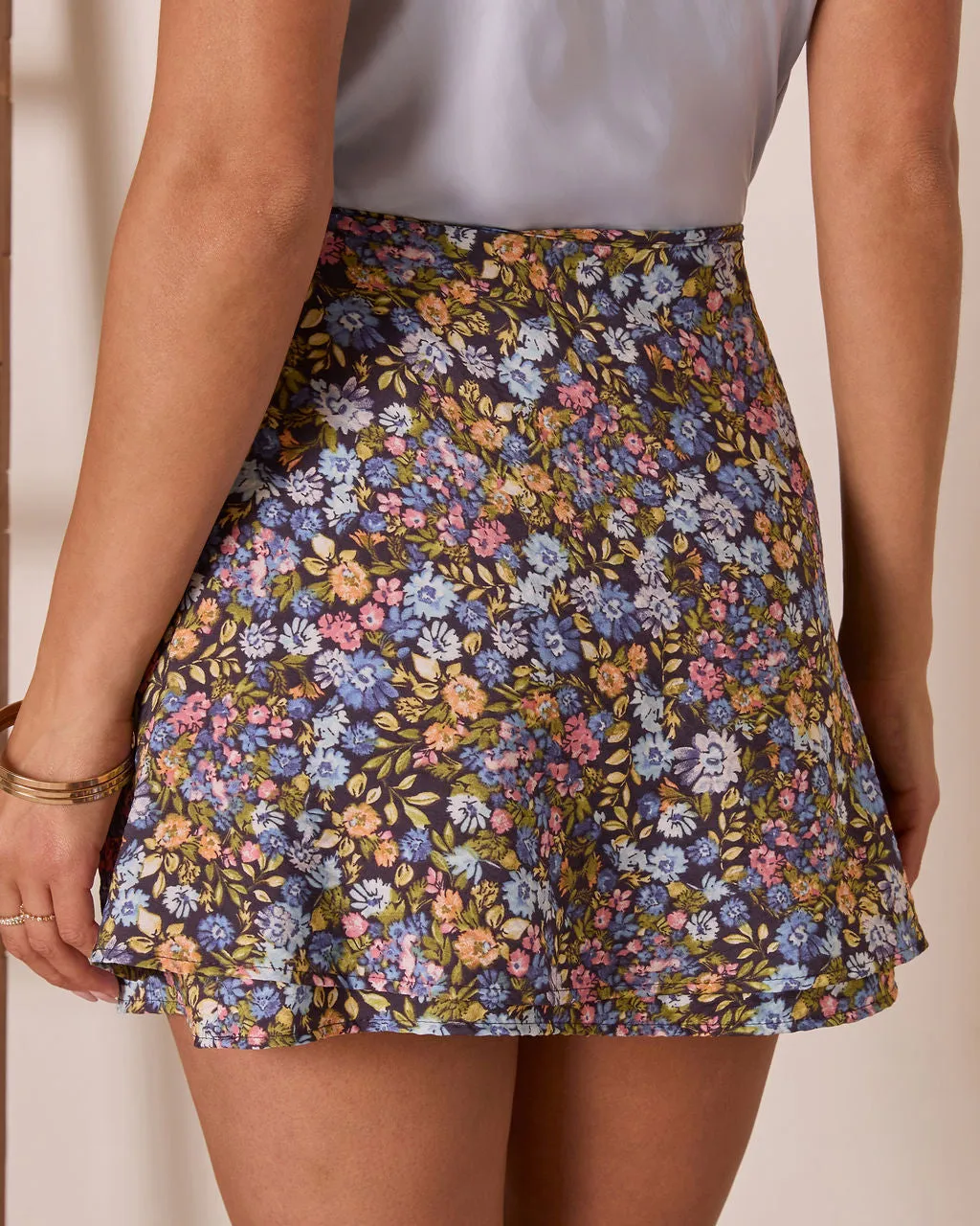 Willow Bloom Floral Wrap Mini Skirt sold by Vici product image thumbnail 4