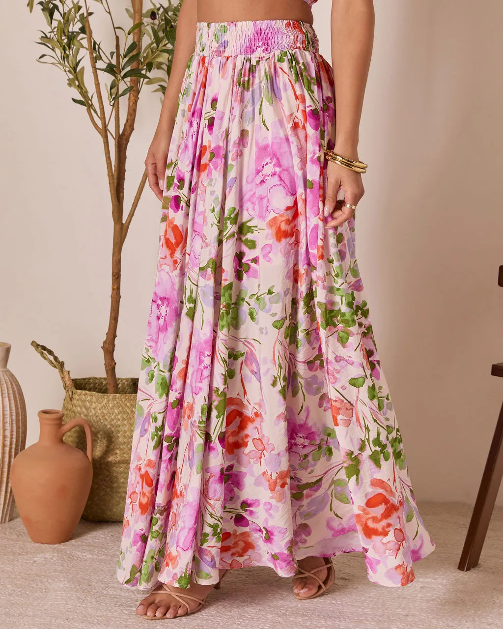 Moonpetal Floral Pleated Maxi Skirt sold by Vici product image thumbnail 3