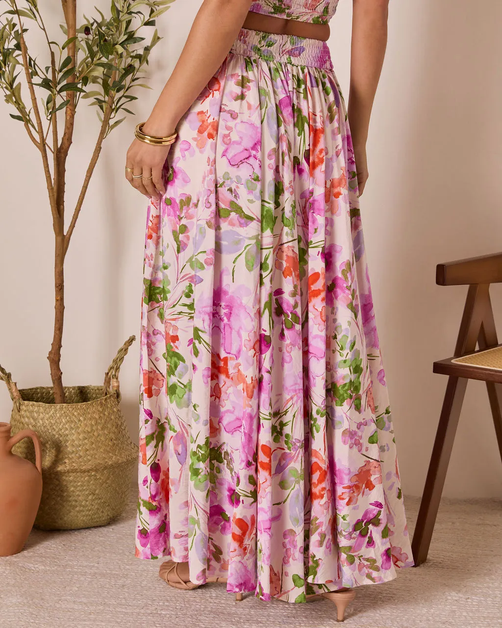 Moonpetal Floral Pleated Maxi Skirt sold by Vici product image thumbnail 4