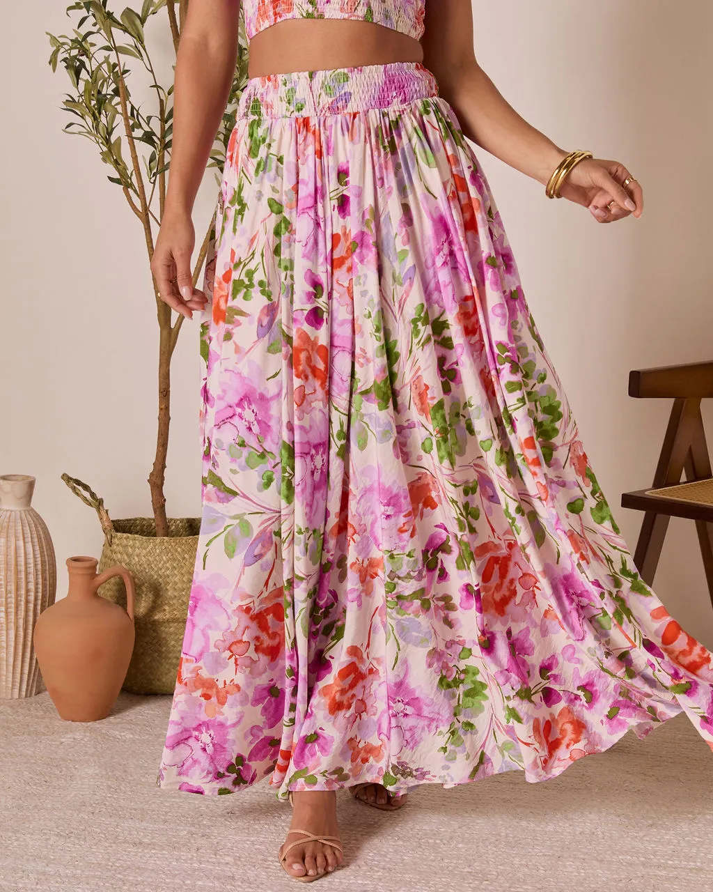 Moonpetal Floral Pleated Maxi Skirt sold by Vici product image thumbnail 5