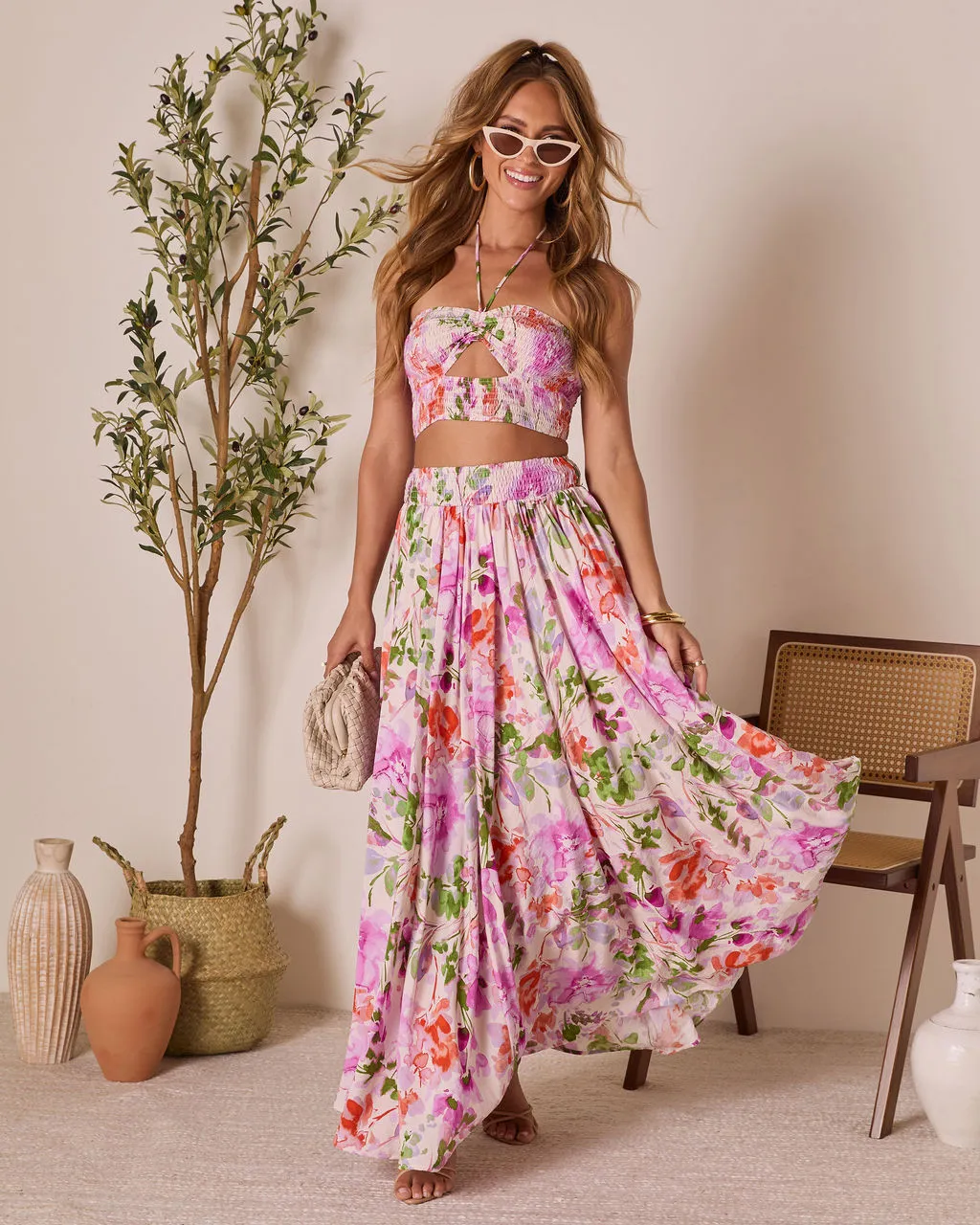 Moonpetal Floral Pleated Maxi Skirt sold by Vici product image thumbnail 2