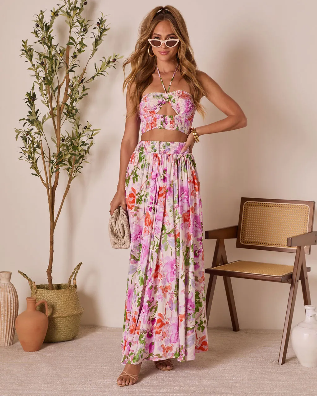 Moonpetal Smocked Floral Halter Top sold by Vici