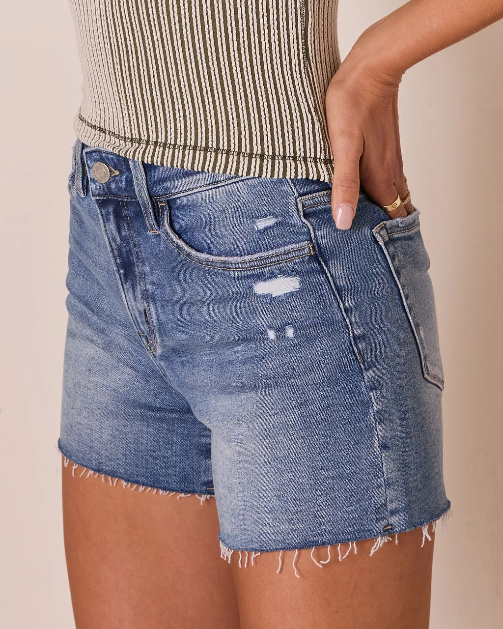 Luanna Distressed Denim Shorts sold by Vici product image thumbnail 3