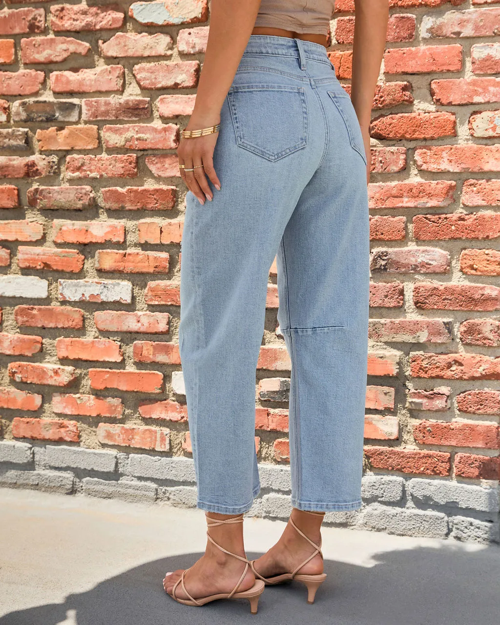 Eveline Stretch High Rise Cropped Distressed Barrel Jeans sold by Vici product image thumbnail 4
