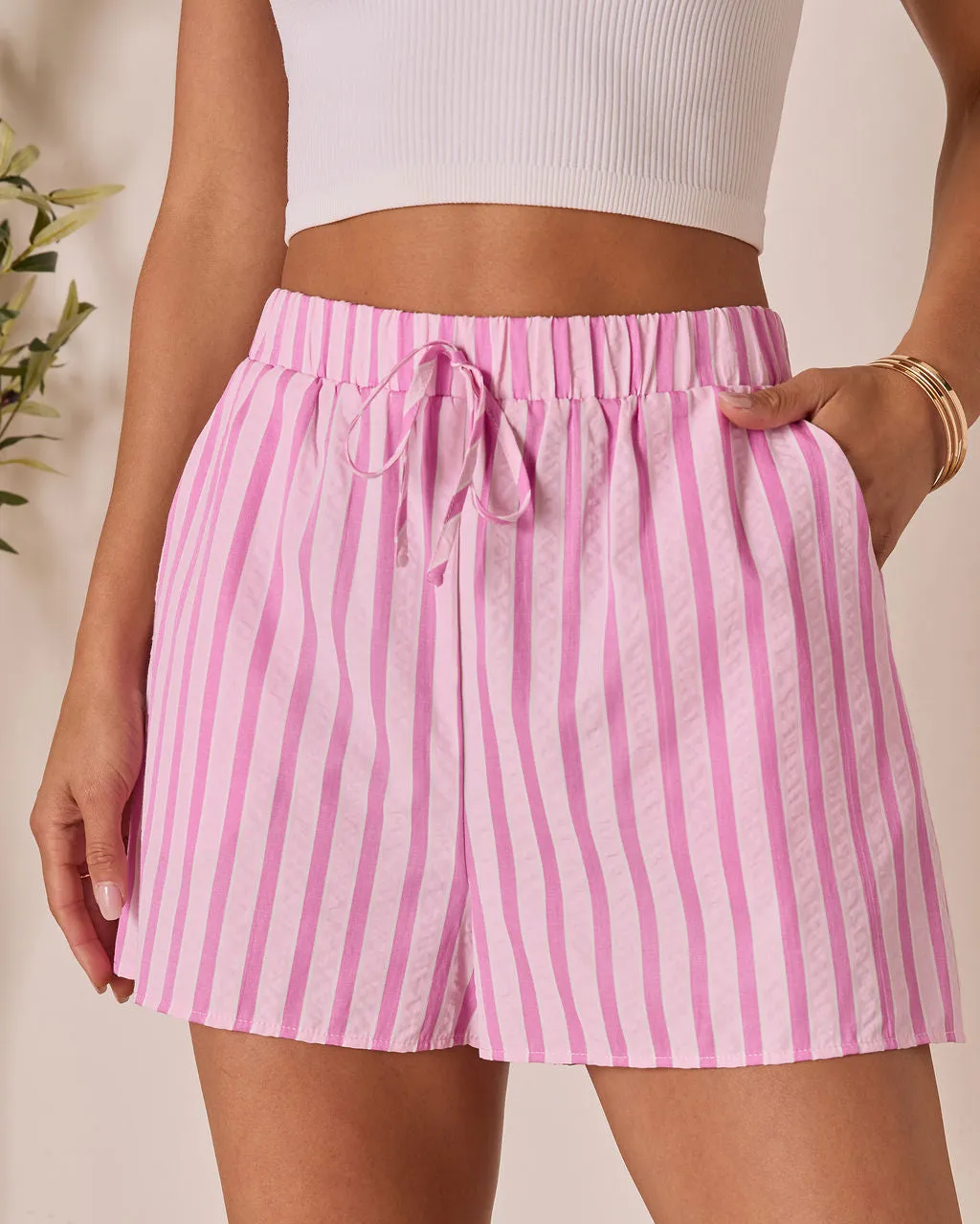 Florine Striped Drawstring Shorts sold by Vici product image thumbnail 3