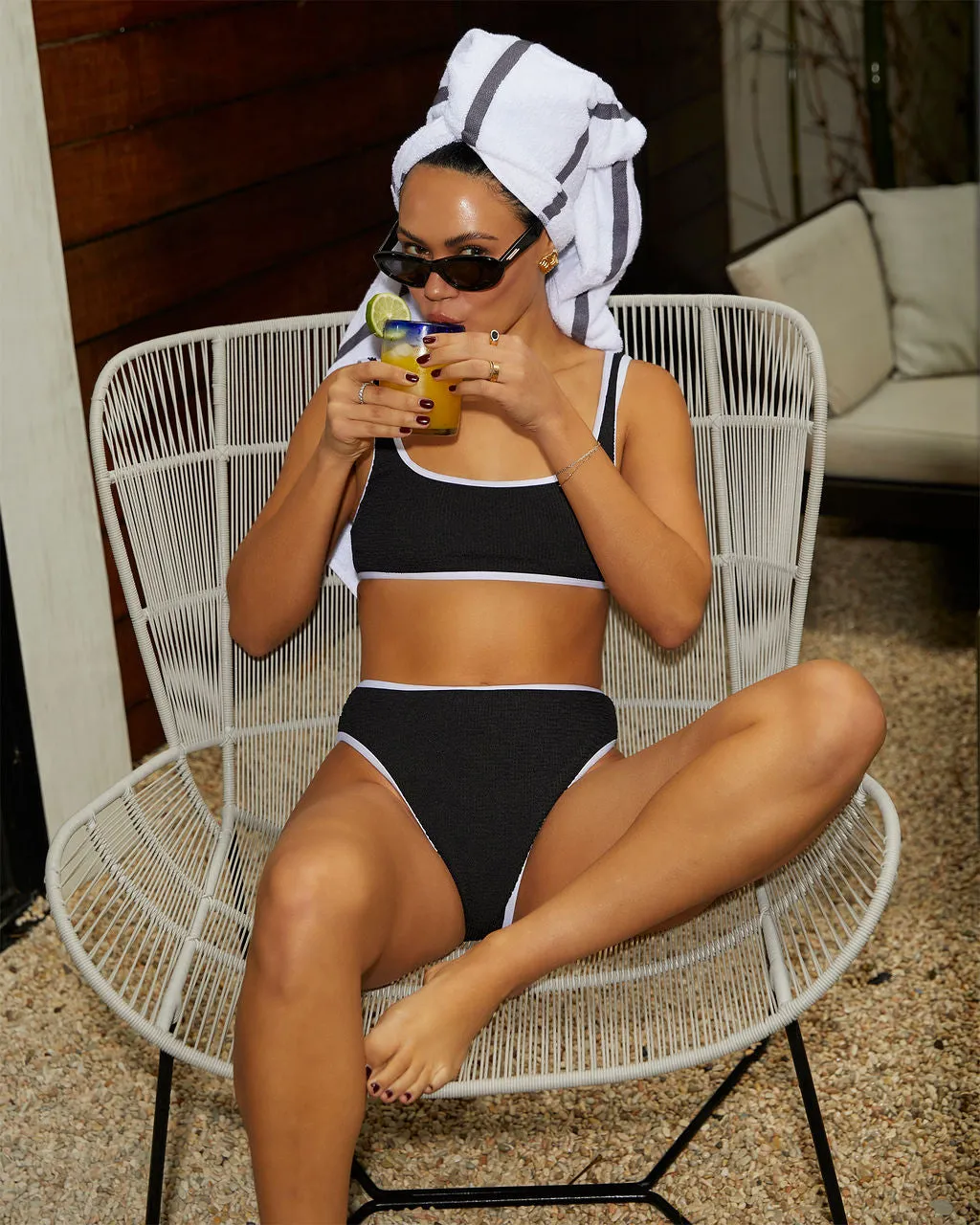 Malibu Scrunch Colorblock High Waisted Bikini Bottom sold by Vici product image thumbnail 2