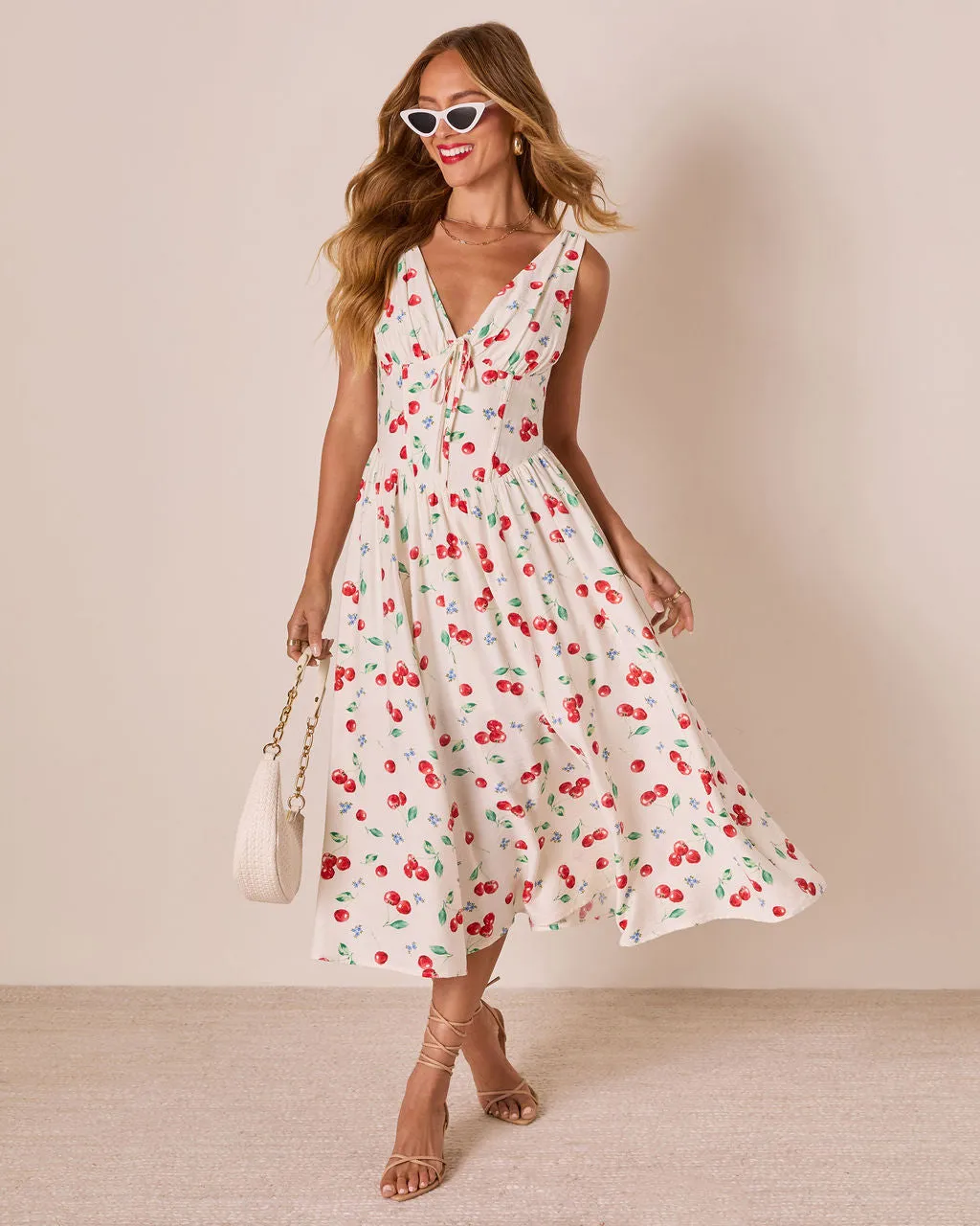 Sweet Tart Cherry Print Midi Dress sold by Vici product image thumbnail 5