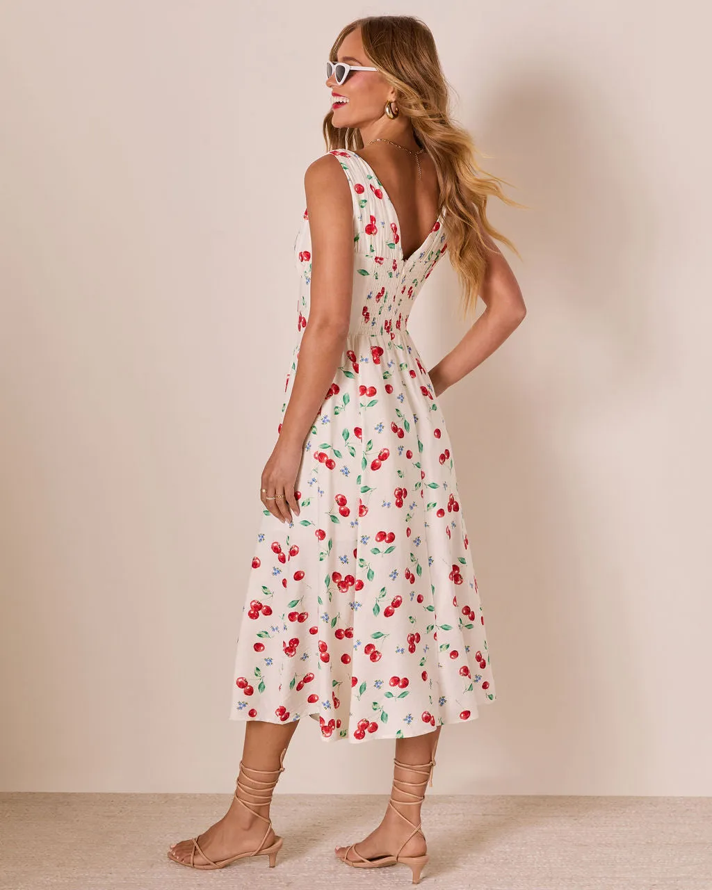 Sweet Tart Cherry Print Midi Dress sold by Vici product image thumbnail 4