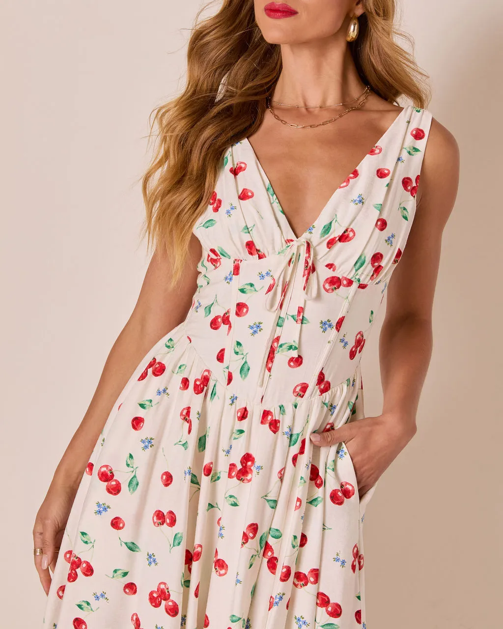 Sweet Tart Cherry Print Midi Dress sold by Vici product image thumbnail 2