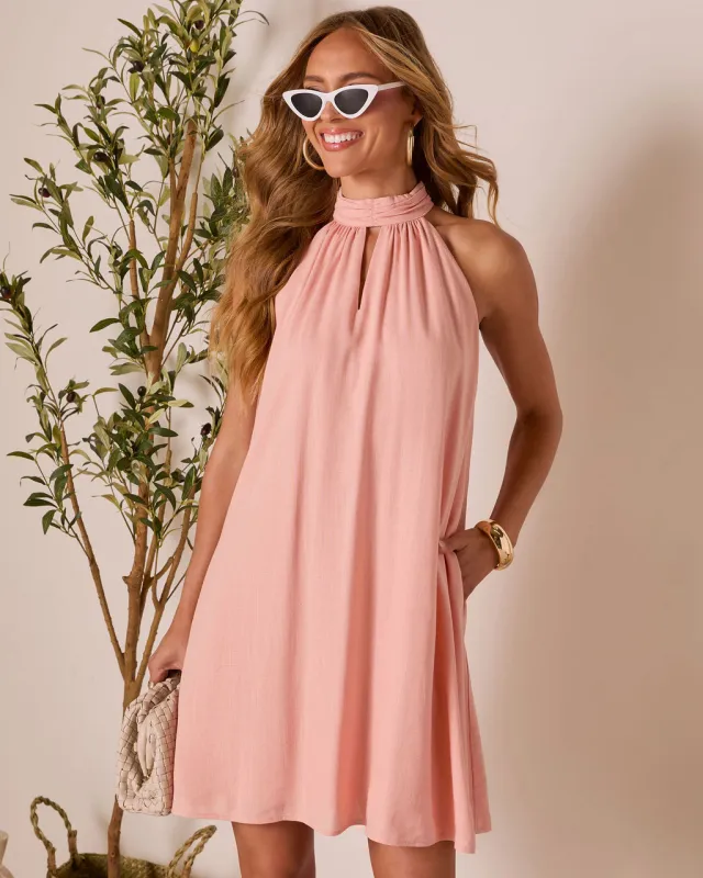 Gemah Shift Halter Mini Dress sold by Vici