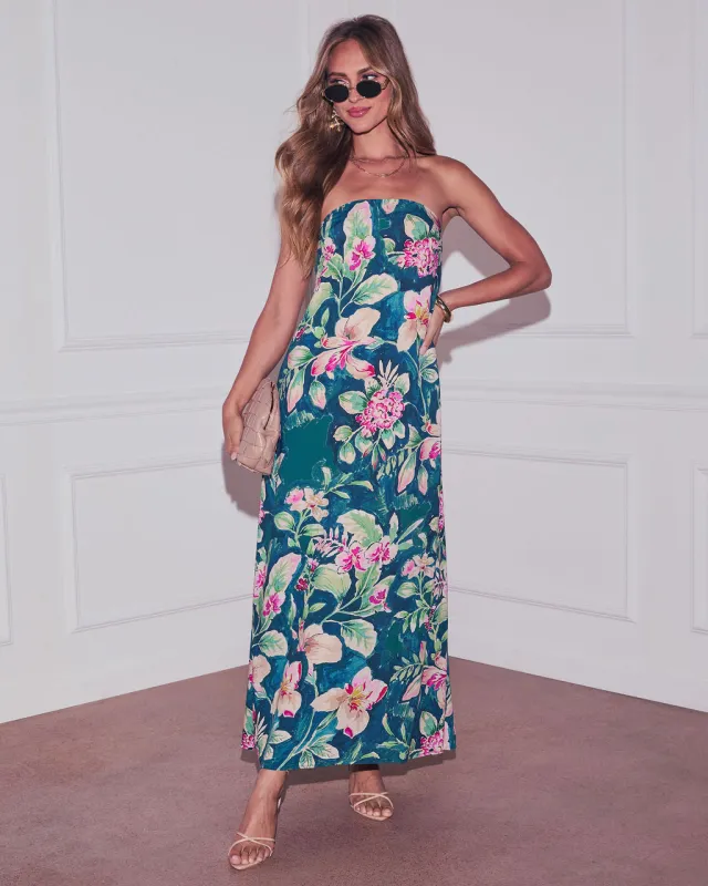 Reighlen Strapless Slip Maxi Dress sold by Vici