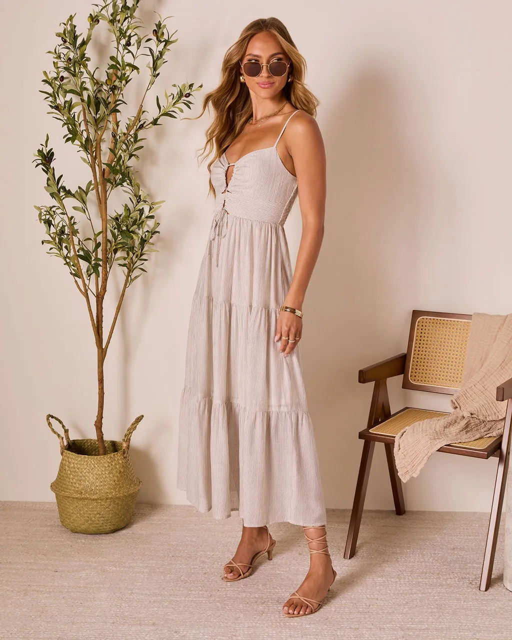 Barefoot Breeze Tiered Keyhole Maxi Dress sold by Vici product image thumbnail 3