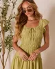 Linen Skies Flutter Sleeve Midi Dress sold by Vici