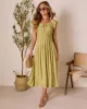 Linen Skies Flutter Sleeve Midi Dress sold by Vici