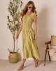 Linen Skies Flutter Sleeve Midi Dress sold by Vici