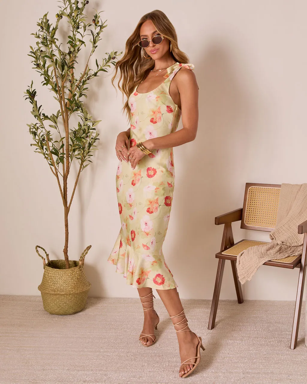 Calina Floral Satin Slip Dress sold by Vici product image thumbnail 3