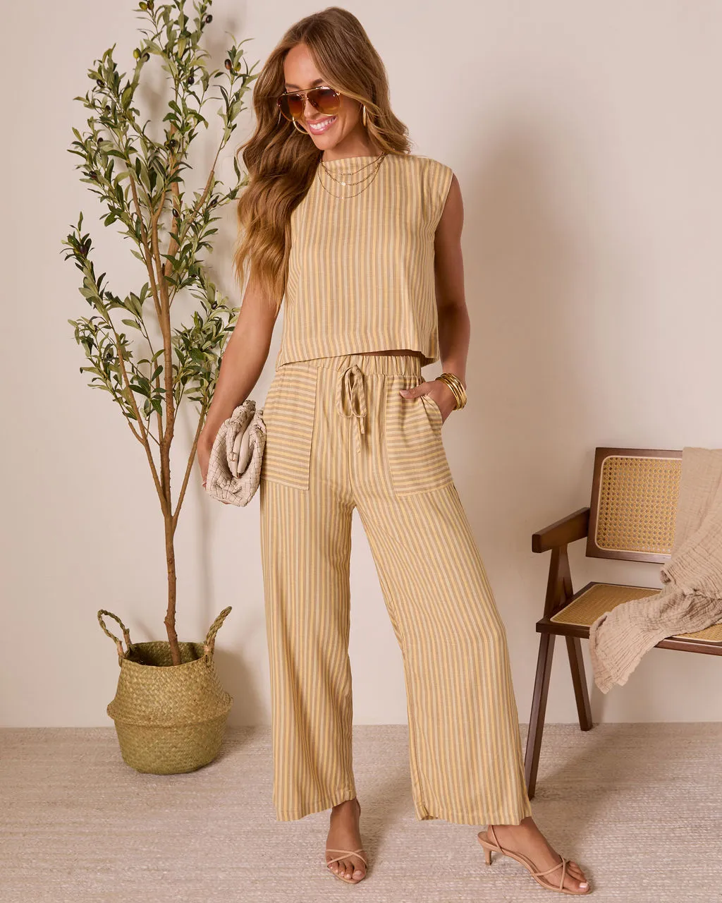 Meadowlight Striped Wide Leg Pants sold by Vici product image thumbnail 2