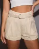 Carlyn Belted Pleated Twill Shorts sold by Vici