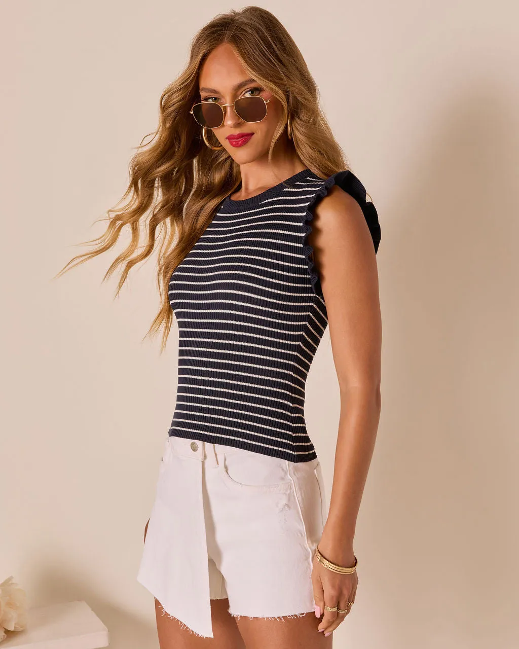 Sindee Striped Ruffle Sleeve Top sold by Vici product image thumbnail 3