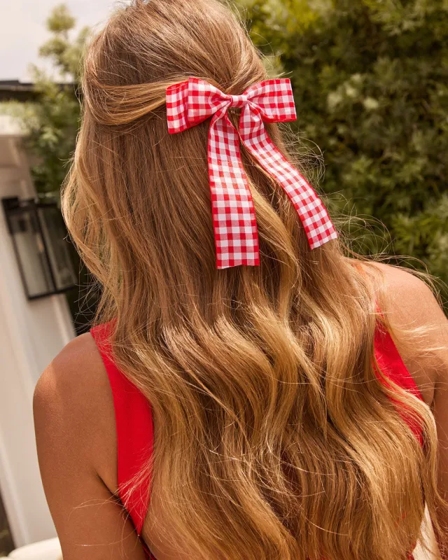 Maylie Gingham Bow Hair Clip sold by Vici